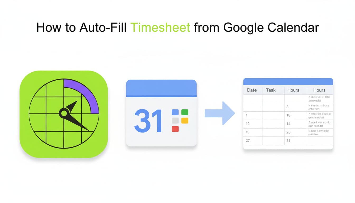Person viewing Google Calendar on laptop with timesheet spreadsheet open on second monitor
